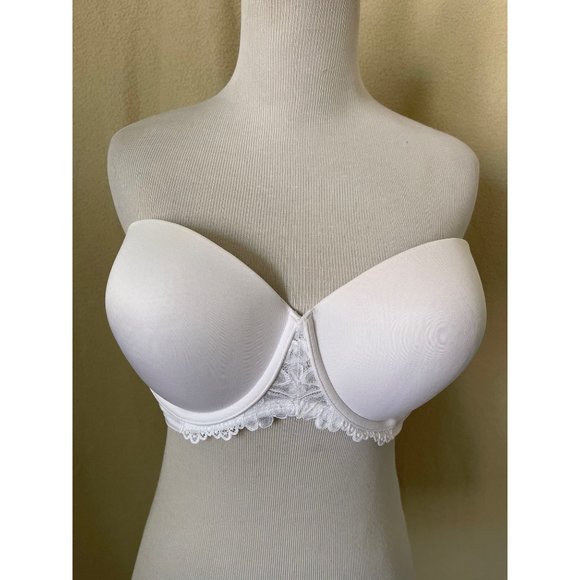 Maidenform White Lace Padded Full Coverage 5-Way Strap Bra - 40C - Picture 9 of 13